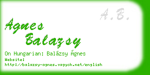 agnes balazsy business card
